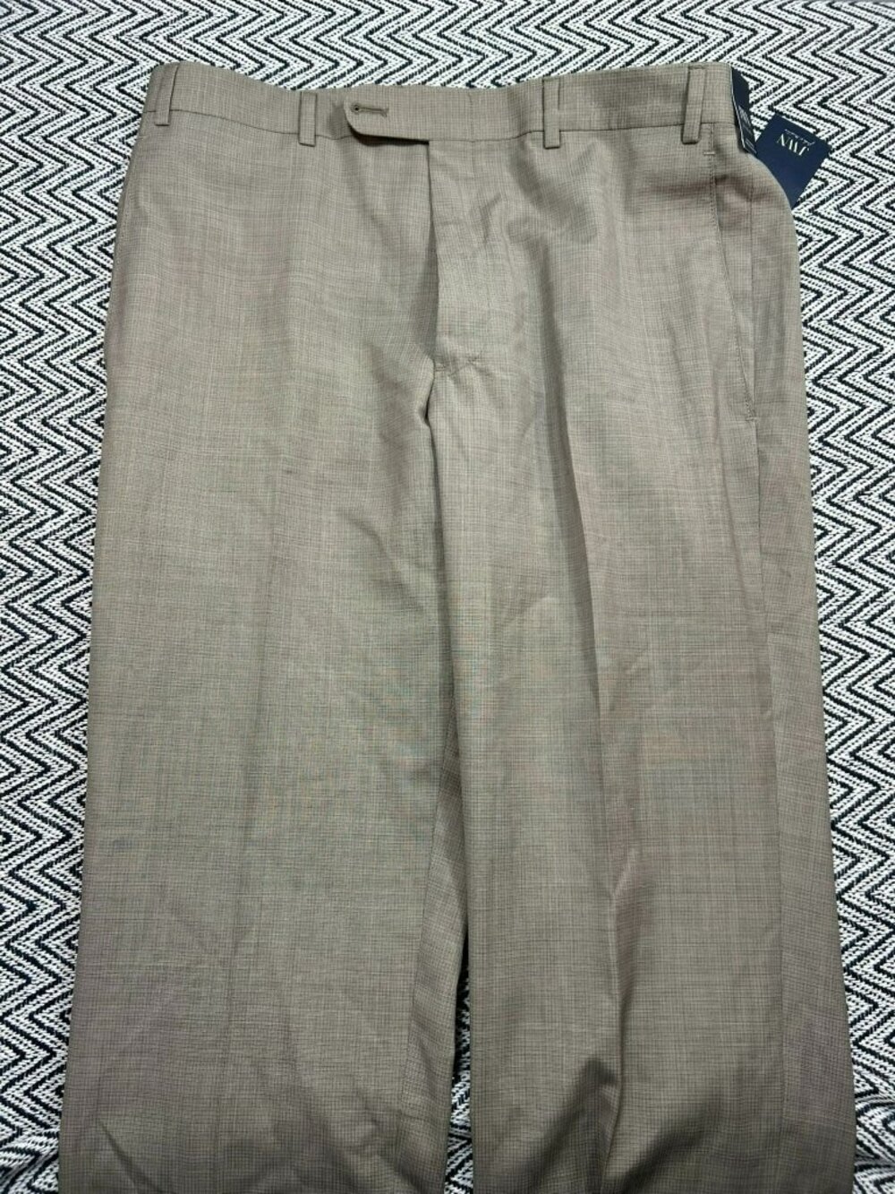 JWN Mens Dress Pants Tan 34W 100% Wool Traditional Fit New With Tags Unhemmed